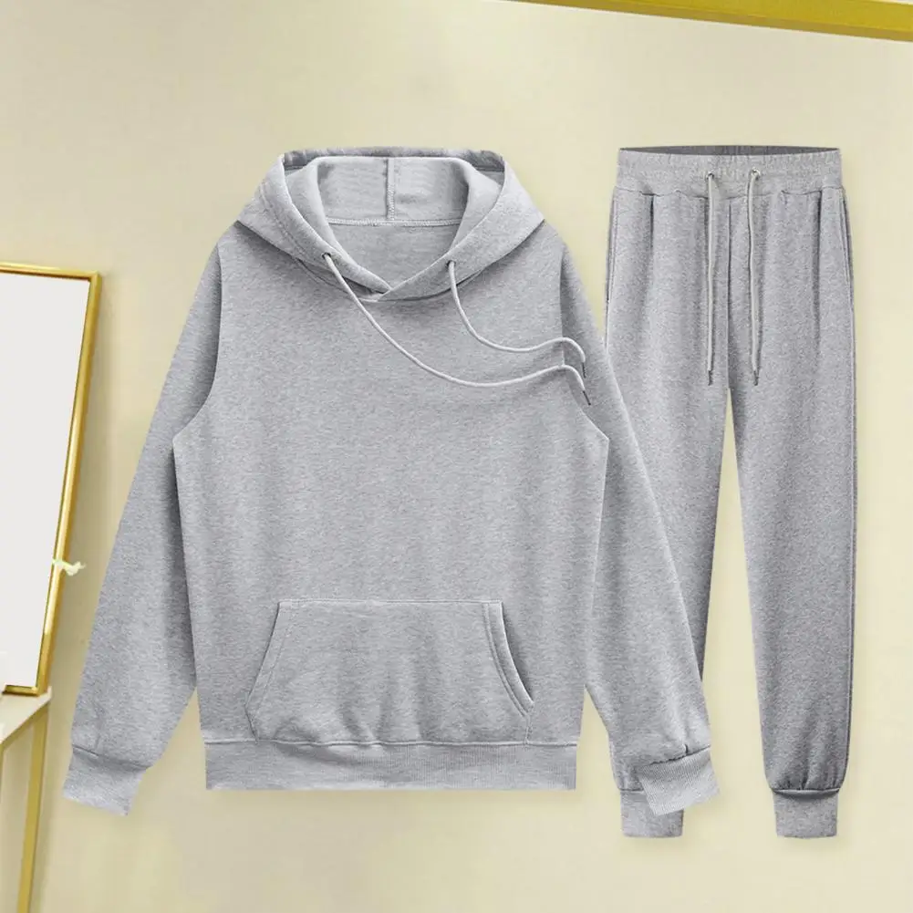 

Spring Autumn Hoodie Pants Set Stylish Couple's Sport Outfit Hooded Sweatshirt Drawstring Long Sleeve Elastic Waist for Spring