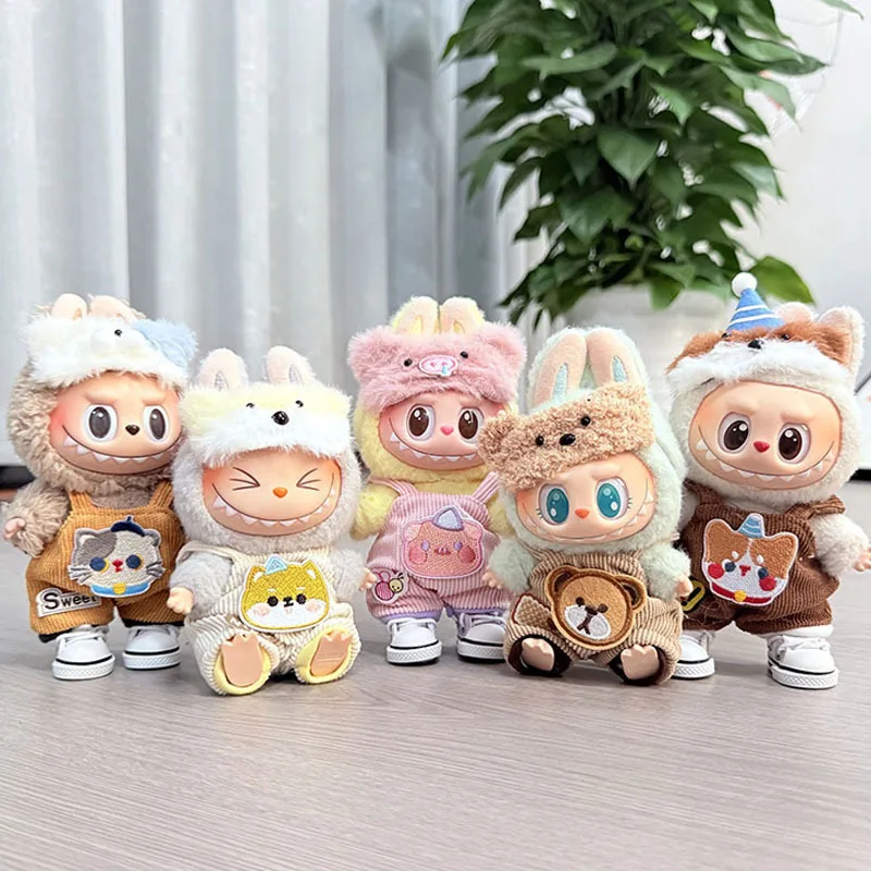 

1st-3rd Gen Labubu 1st and 2nd Generation Keychain Labubu Clothes Pendant Labubu Fun Overalls Set Cute