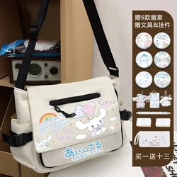 The 2025 new Sanrio Cava Yugui dog printed shoulder bag fashion youth messenger bag students school canvas messenger bag