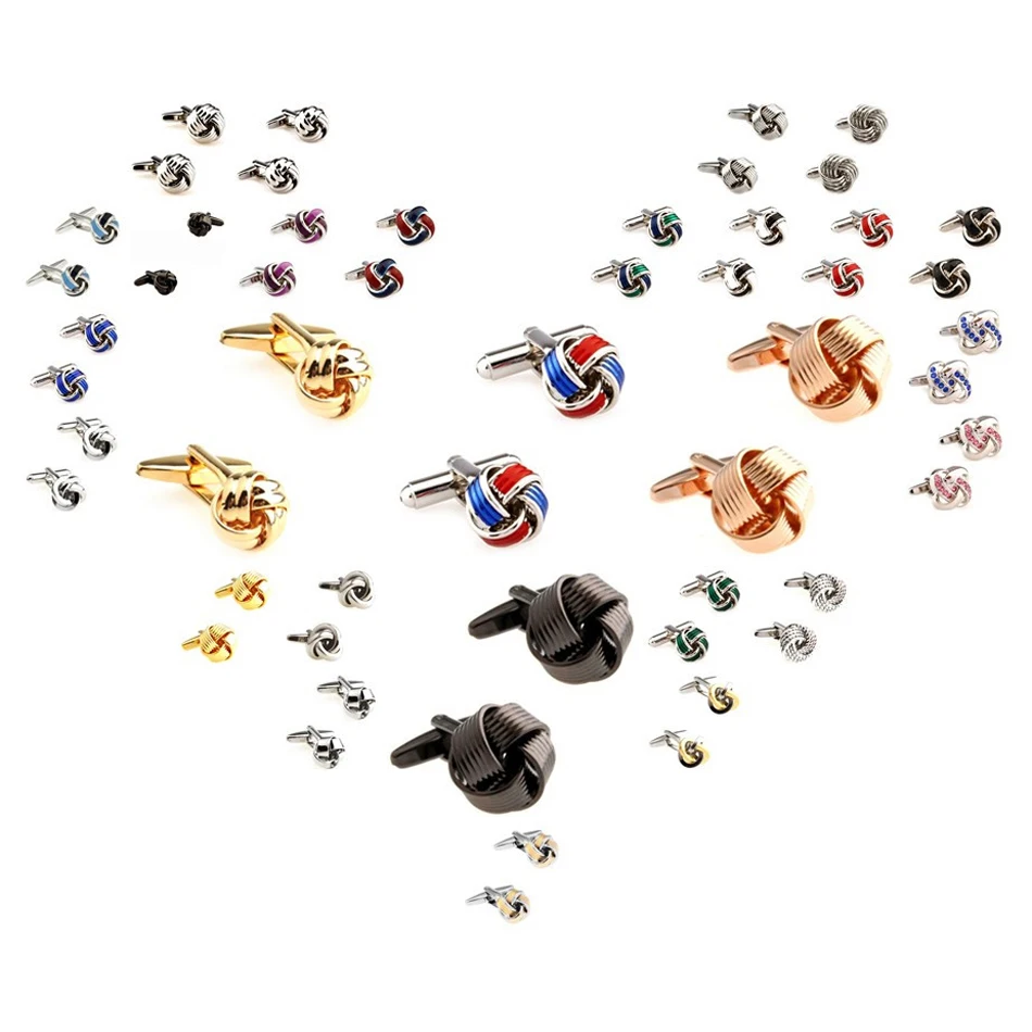 27 Designs Knots Cufflinks Mens Fashion Cuff Links Shipping Silver Black Gold Metal Blue Red Green Purple White Painting