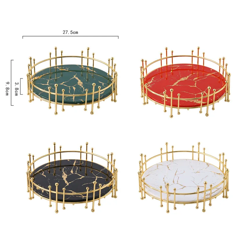 Europäischen-stil Kreative Bad Lagerung Tablett Tablett Schlafzimmer Desktop Dressing Tisch Schmuck Rack Weiß Marmor Lagerung Rack