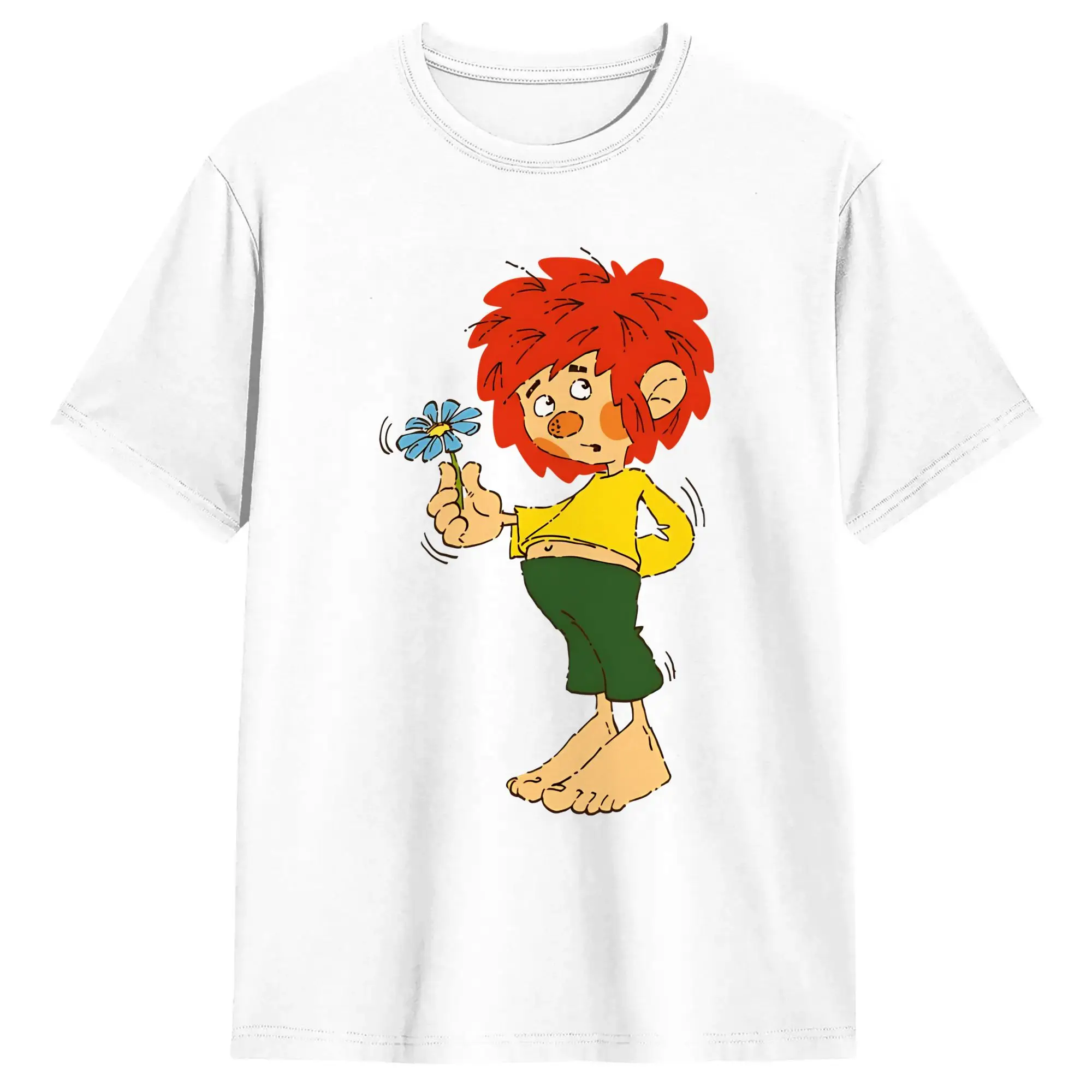Herren-T-Shirt Pumuckl, tolles T-Shirt aus 100 % Baumwolle, kurzärmelig, Rundhals-T-Shirt, Kleidung mit Grafik