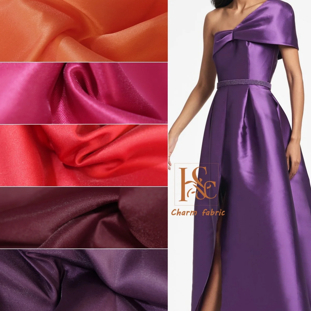 

Жесткая ткань Микадо пришитая на элитные вечерние платья, сценических костюмах, свадебных платьях и дизайнерских тканей из саржевого атласа.