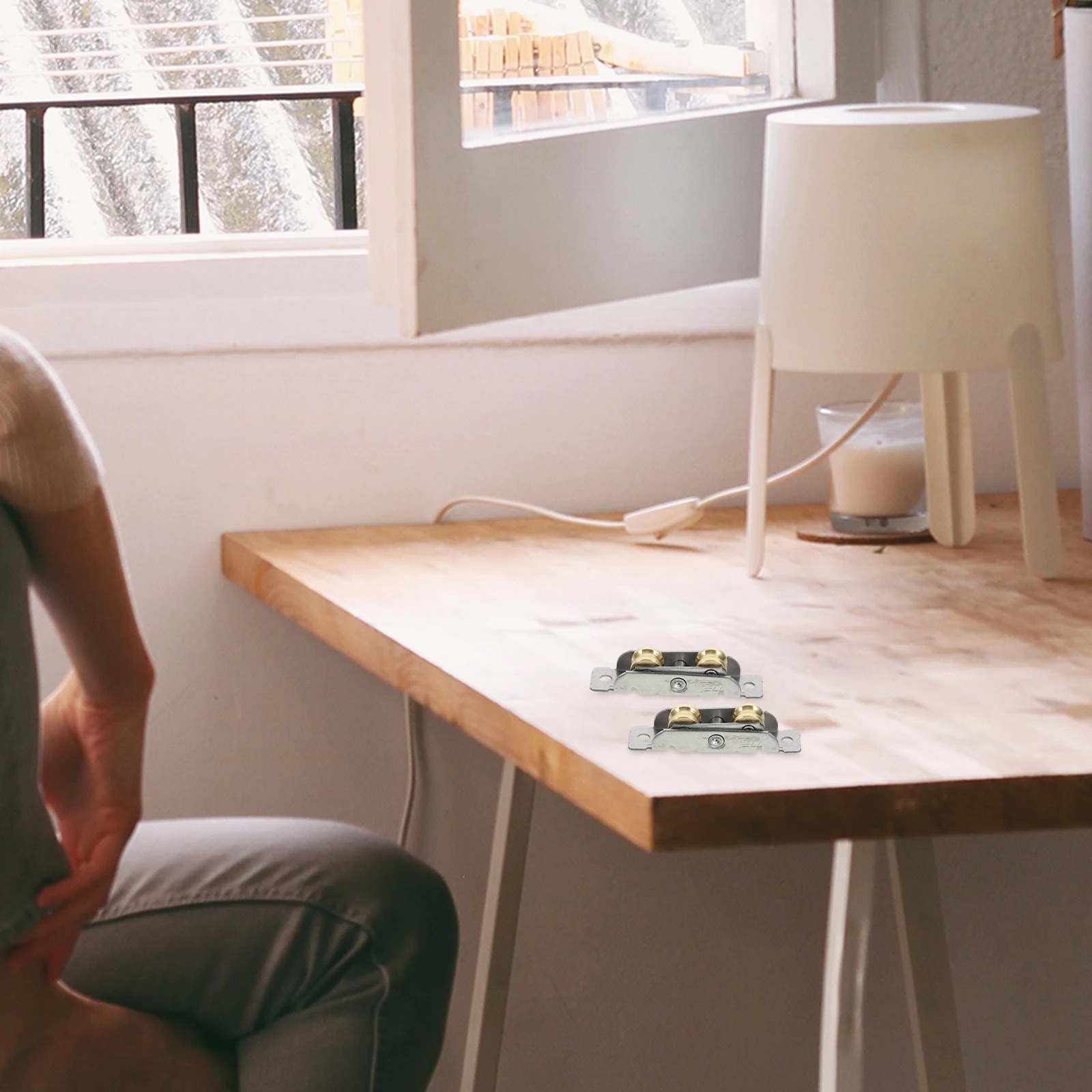 

2Pcs Sliding Door Wheel Pulley Track Rollers Replacement Kit for Closet Cabinet Patio Barn Door Hardware Sliding Pulley