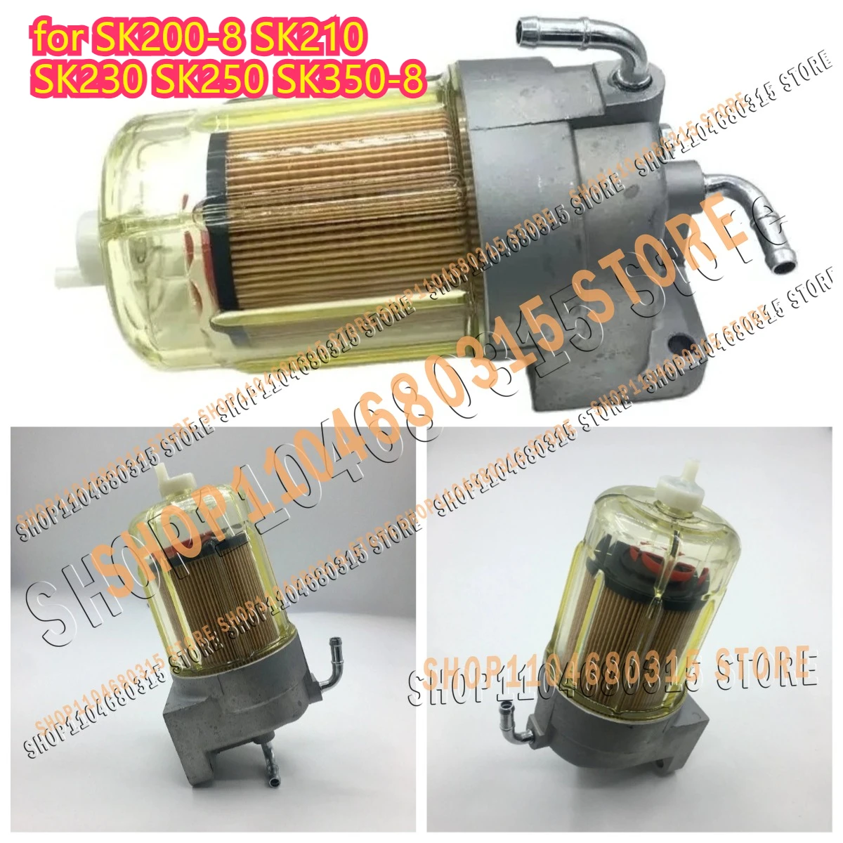 High Quality Oil-water Separator Assembly with Paper Diesel Filter Element Shell for SK200-8 SK210 SK230 SK250 SK350-8