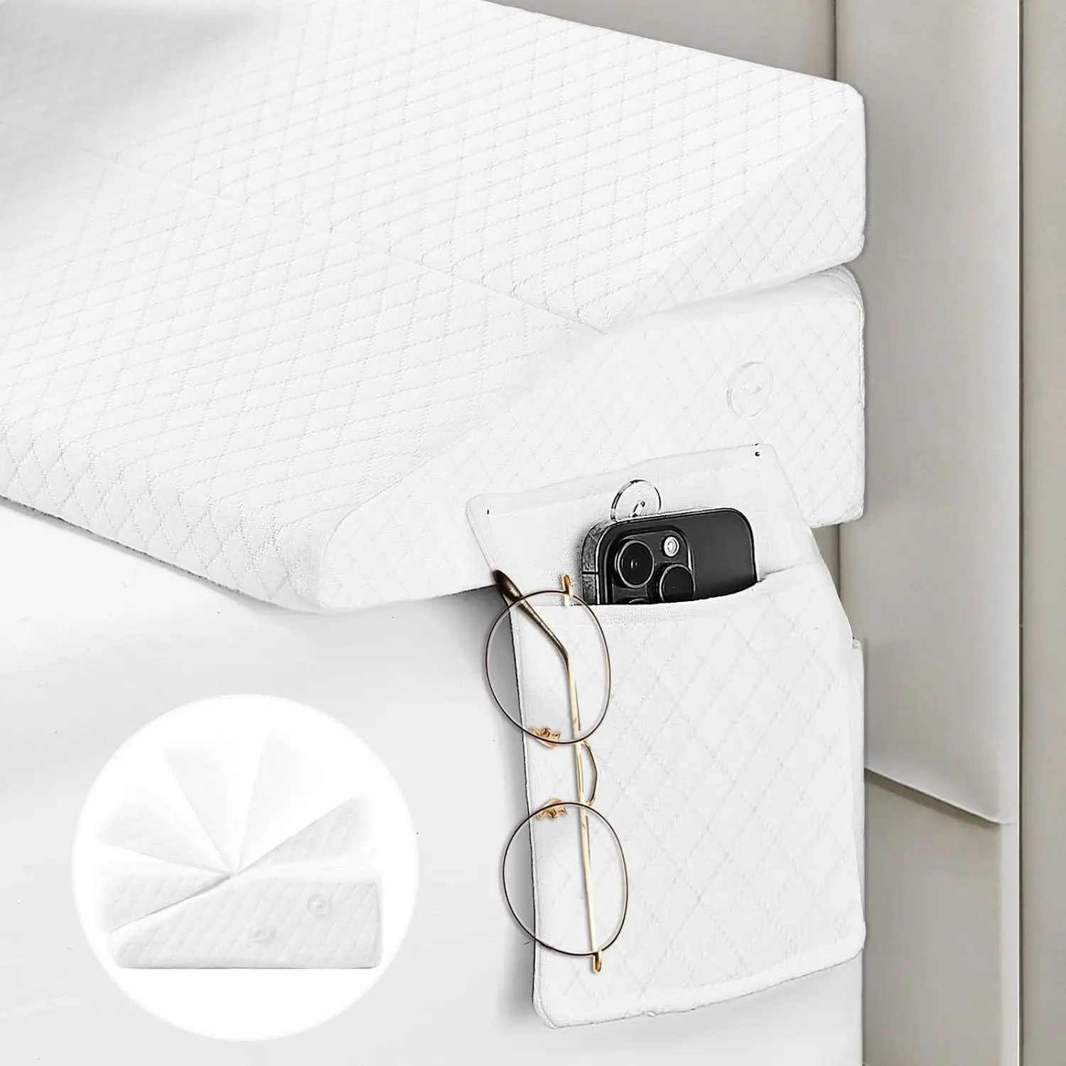 

Bed Wedge Pillow For Headboard - Wedge Pillow Headboard Twin Xl-Medium(39""X8""X5"") For College Dorm - Foldable Bed Gap Filler