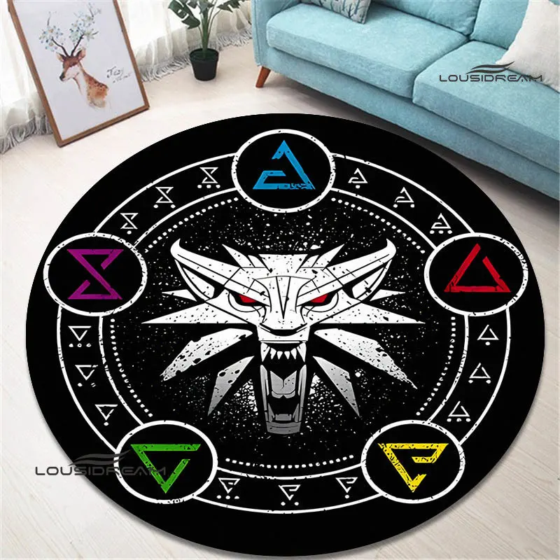 W-Witcher game logo printing Round carpet Non -slip carpet living room bedroom beautiful carpet photography props birthday gift