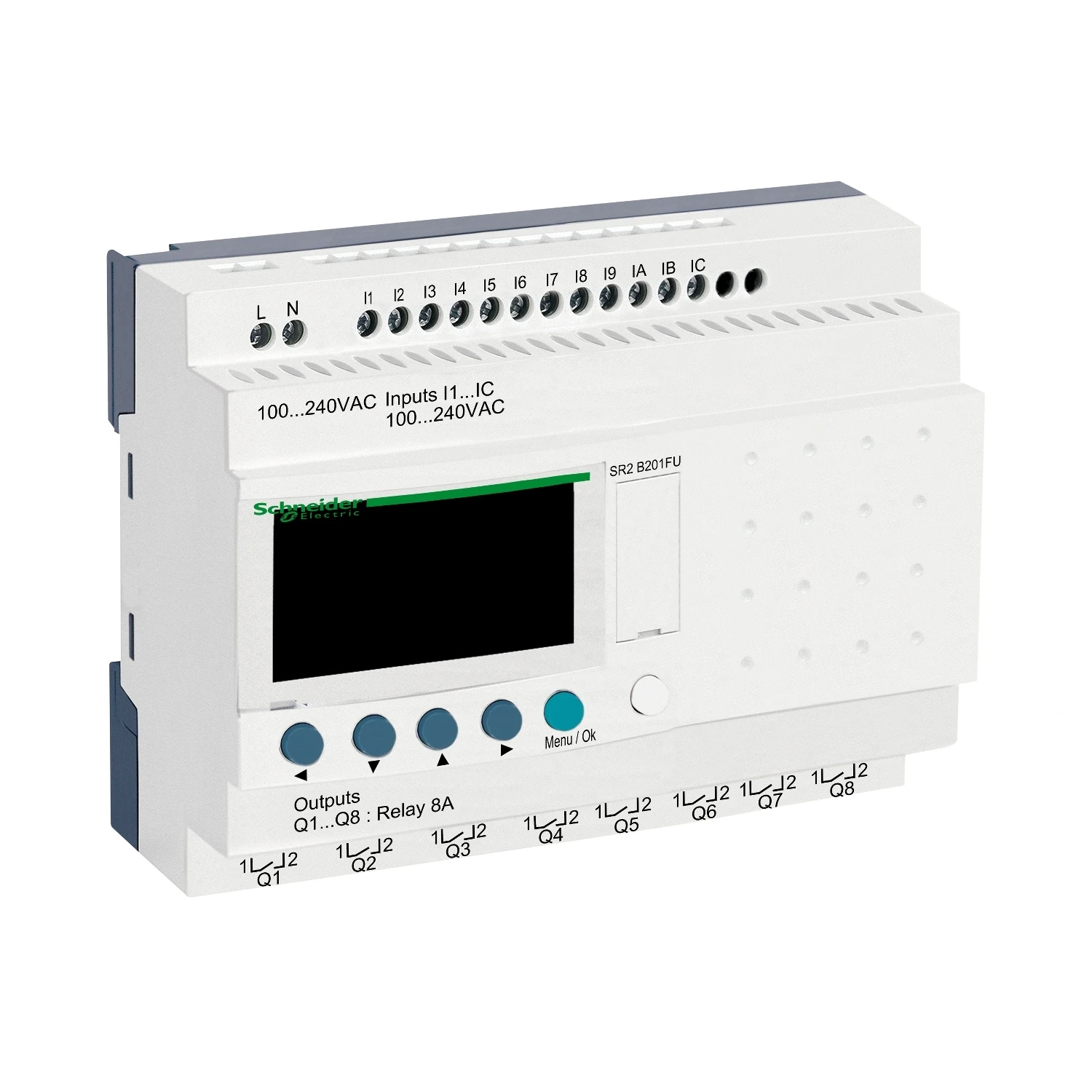 

SR2B201FU compact smart relay Zelio Logic - 20 I O - 100..240 V AC - clock - display