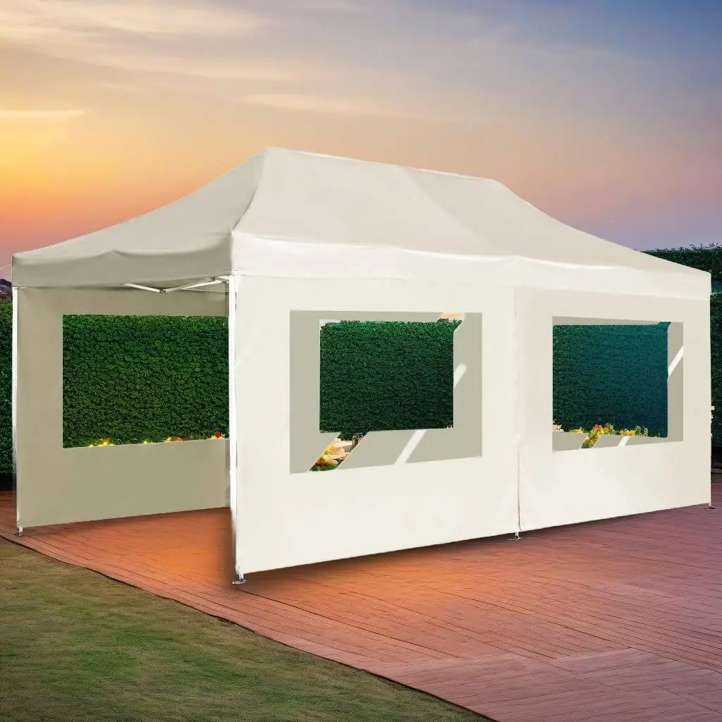 

Профессиональная складная палатка для вечеринок размером 19,7 x 9,8 дюйма стенками — прочная алюминиевая конструкция в кремовом цвете