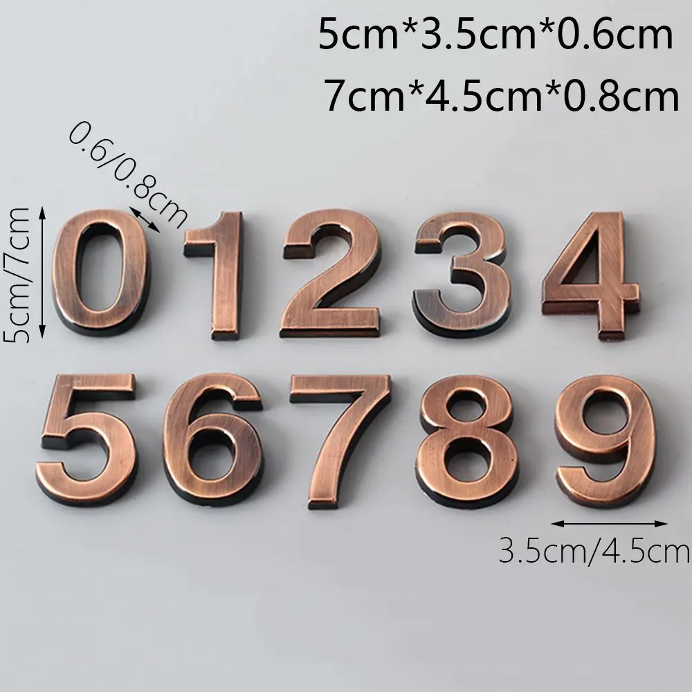 1 PC 3D Bronze Numeral  Self-adhesive Door Plates Room Number Address Sign Digits Sticker