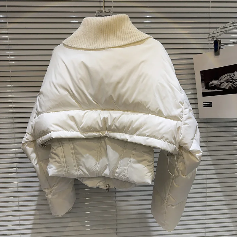 2025 겨울 신상 스트리트 패션 네이비 칼라 슬림핏 피쉬본 핫걸 다운 재킷 니치 디자인 센스 숏 스타일 코트