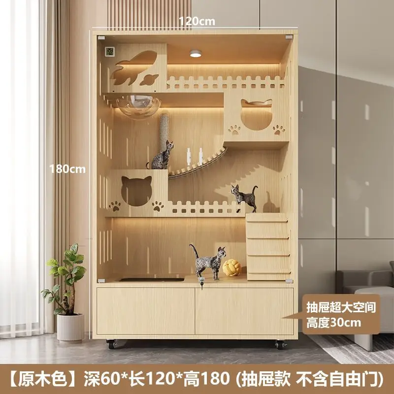 

Вилла для кошек из цельного дерева, домашний роскошный кошачий домик, панорамный шкаф для кошек, рама для восхождения, встроенная трехэтажная