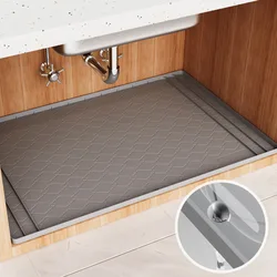 Sink Cabinet Mat Can Be Cut Silicone Anti-fouling Waterproof Cabinet Protective Mat Bathroom Cabinet Tray Household Accessories