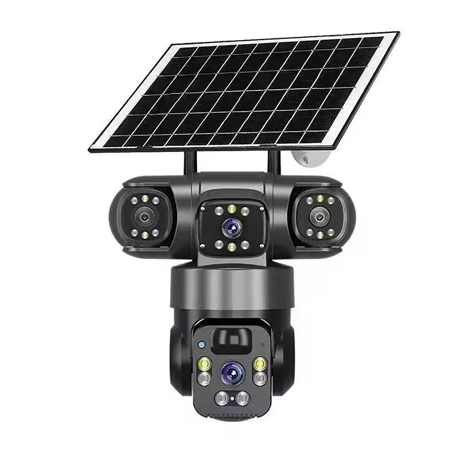 Kamera solarna 4G z trzema obiektywami, trzema ekranami, panoramicznym monitoringiem 360 stopni, HD, noktowizją, bezprzewodowa WiFi, zewnętrzna kamera bezpieczeństwa. — 2
