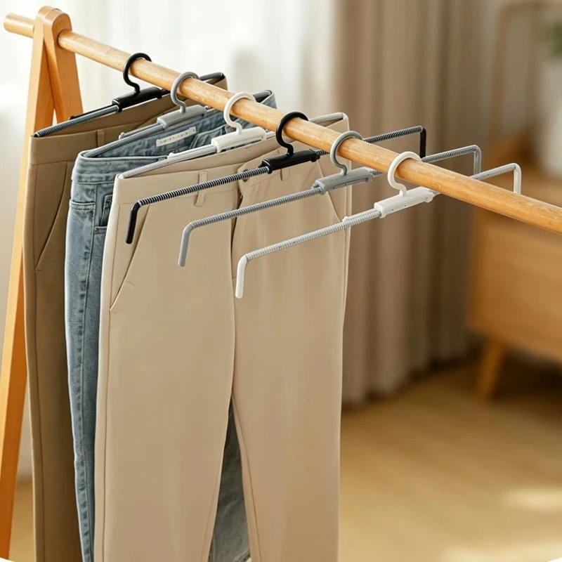 10Pcs Multifunctional Stainless Steel Hangers, High Toughness Stretch Design, No Mark Anti Wrinkle Hanger for Jeans & Skirts