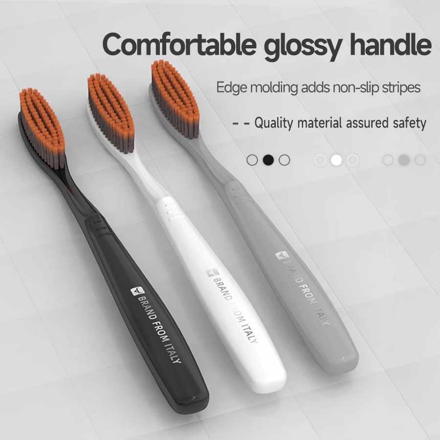 3 long-head toothbrushes 3 kinds of color arc surface soft hair adult manual toothbrushes