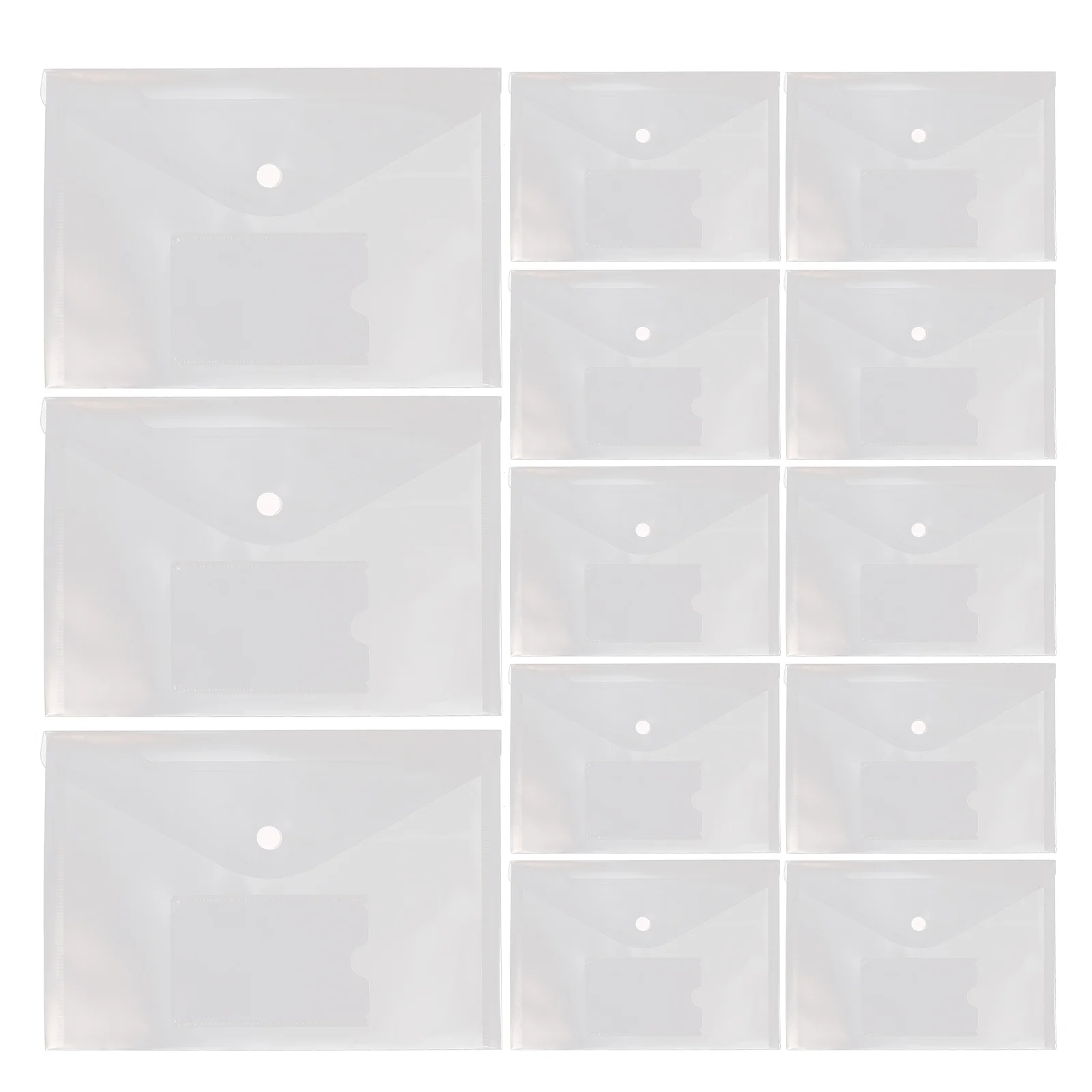 12Pcs Document Organizer Transparent Plastic A5 File Folder Card Cover Snap Button Office School Storage Organizer File Holder