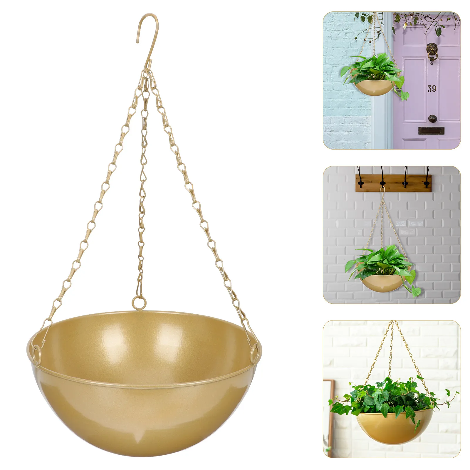 

Железное подвесное кашпо для цветов для использования на улице и в помещении, устойчивое к погодным условиям, нержавеющее, экономит место, для балкона и сада, для хлорофитума