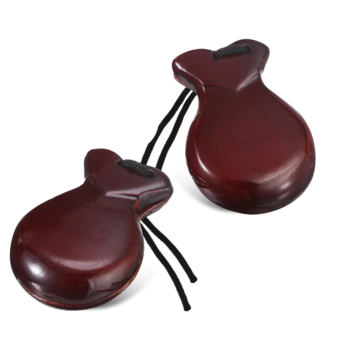 

1 Pair Spanish Castanets Flamenco Castanets with String Traditional Wood Hand Percussion Castanets(Brown)