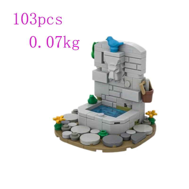 Spot pequenas partículas montagem blocos de construção MOC-186615 132385 bem medieval pequena fonte shi brinquedo educativo montagem modelo g