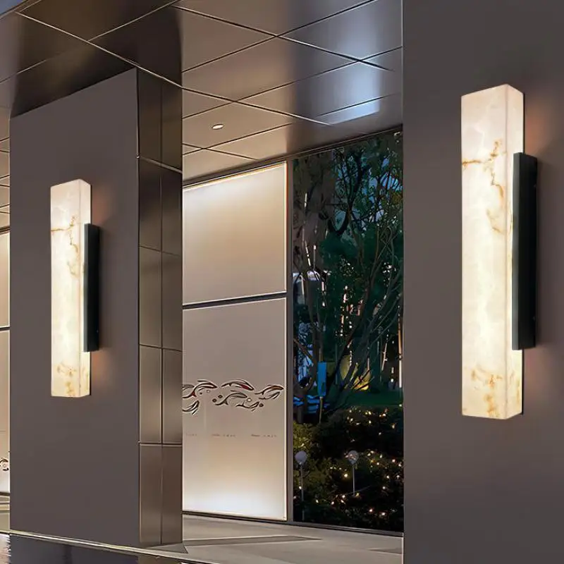 الحديثة الحد الأدنى في الهواء الطلق مقاوم للماء Ip65 Lmitated الرخام وحدة إضاءة LED جداريّة ضوء الفولاذ المقاوم للصدأ الشرفة مصباح لشرفة تزين الشارع #4