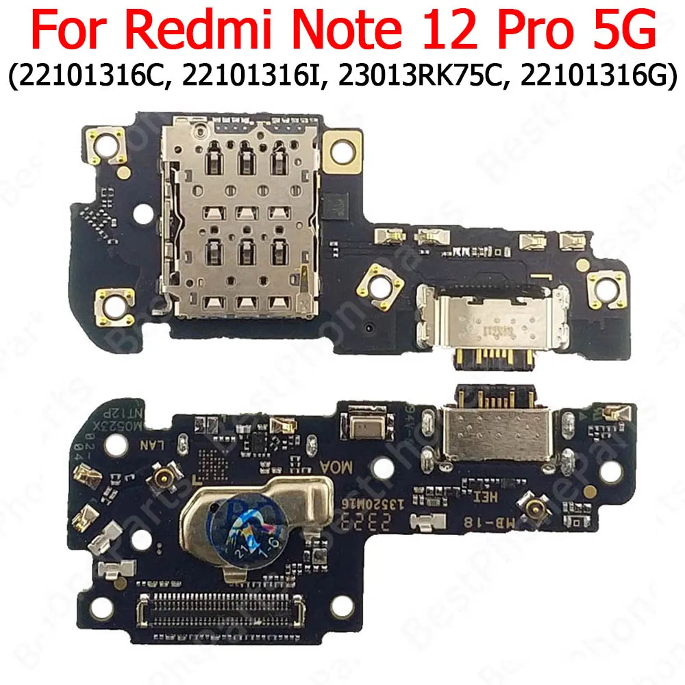 For Xiaomi Redmi Note 12 Pro 5G 12S 11 Pro+ Plus 11S Charging Port Charge Board Usb Connector Pcb Dock Plate Mobile Phone Parts