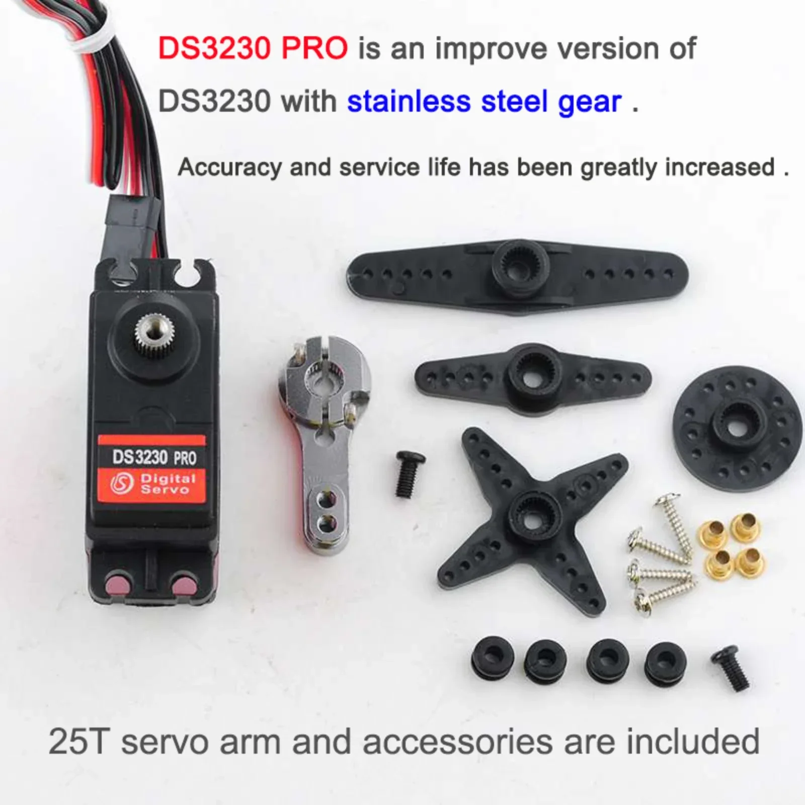 4Pcs DS3230PRO 30KG Digital Servo , DS3230 PRO Large Torque 6V Stainless Steel Gear IP66 Waterproof RC Servo with 25T Servo Arm