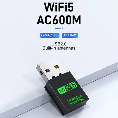 WALRAM WiFi 5 USB 2.0 Adapter 600Mbps Dual Band USB Wifi Dongle Adapter 2.4G&5GHz WiFi Network Card Wireless Receiver Driver Fre