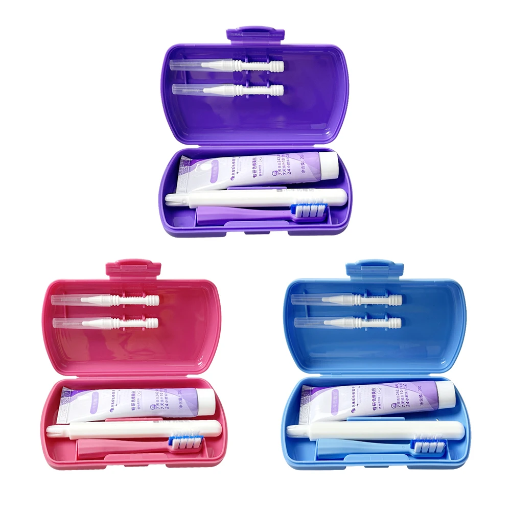 Portable Toothbrush Set Travel Outdoor Dental Cleaning Care Tool Detachable Screw Toothbrus Toothpaste Interdental Brush