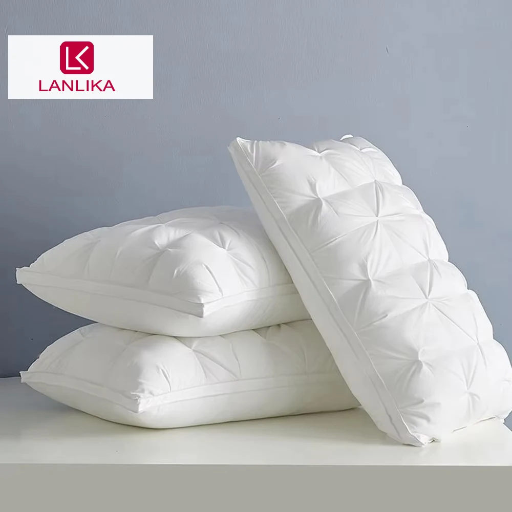 Lanlika Winter Sleep Gift Noble 100% Goose Down Pillow Neck Pillow Cotton Shell  3D Style Rectangle Queen King Bed Pillow