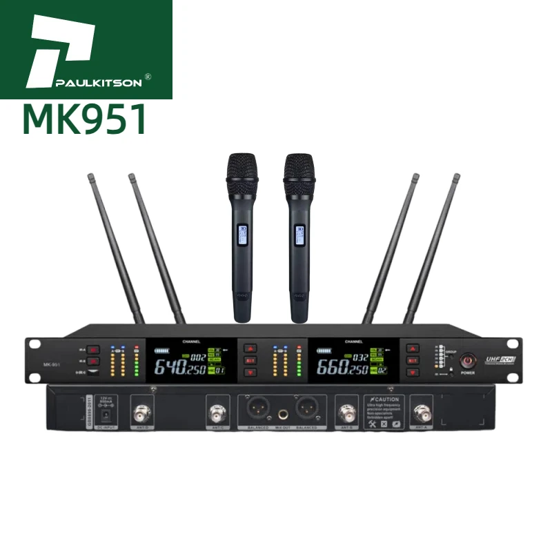 MK951 True Diversity UHF Wireless Microphone with Moving Coil Head and Data Cable Professional Music System