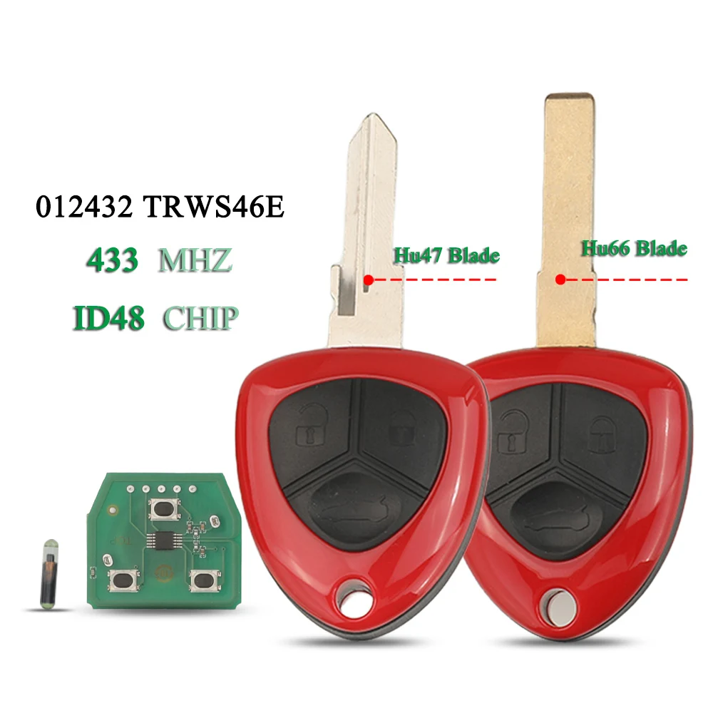 Jingyuqin 3-Tasten 012432 TRWS46E ID48 Chip 433,92MHz ASK Autofernbedienung für Ferrari F430 F458 F612 F599 Autoschlüssel Fernsteuerung