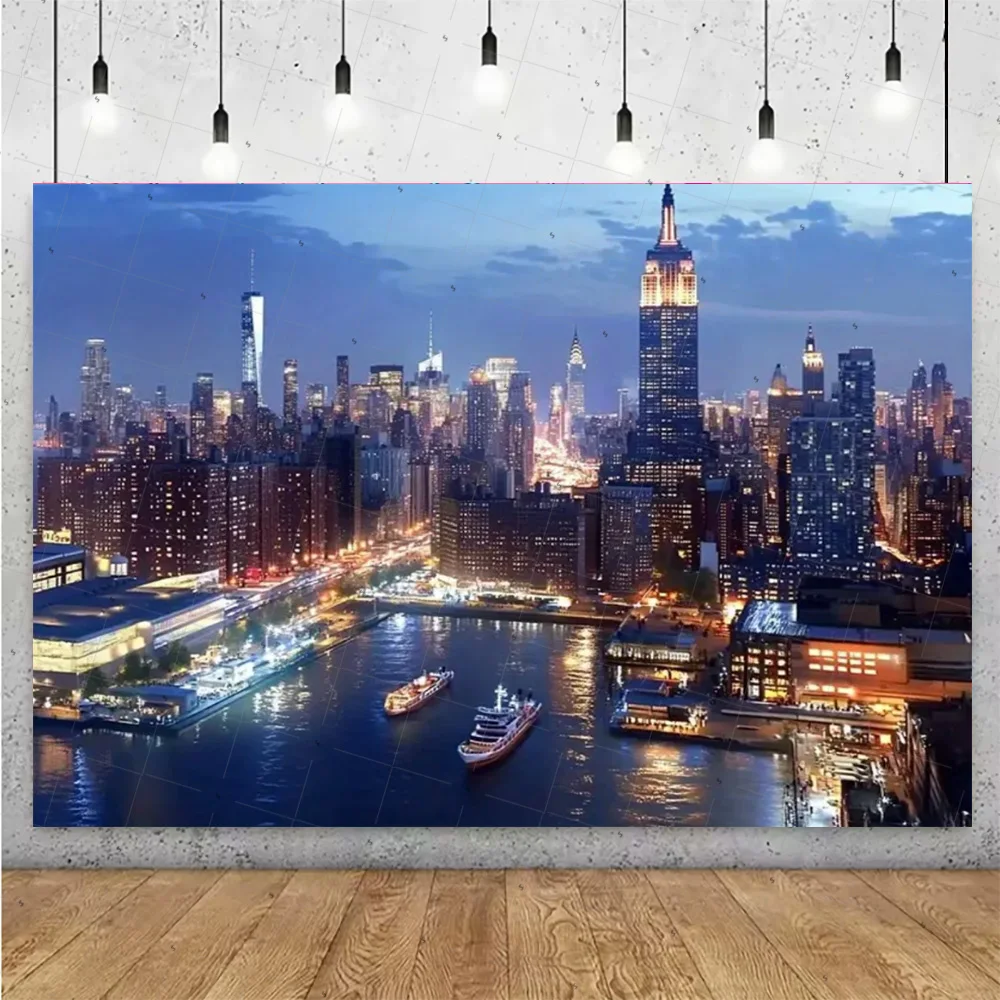 Ночной вид, высотное здание, фон, баннер, Нью-Йорк, город, фон для фотосъемки, украшение для вечеринки, реквизит для фотосессии
