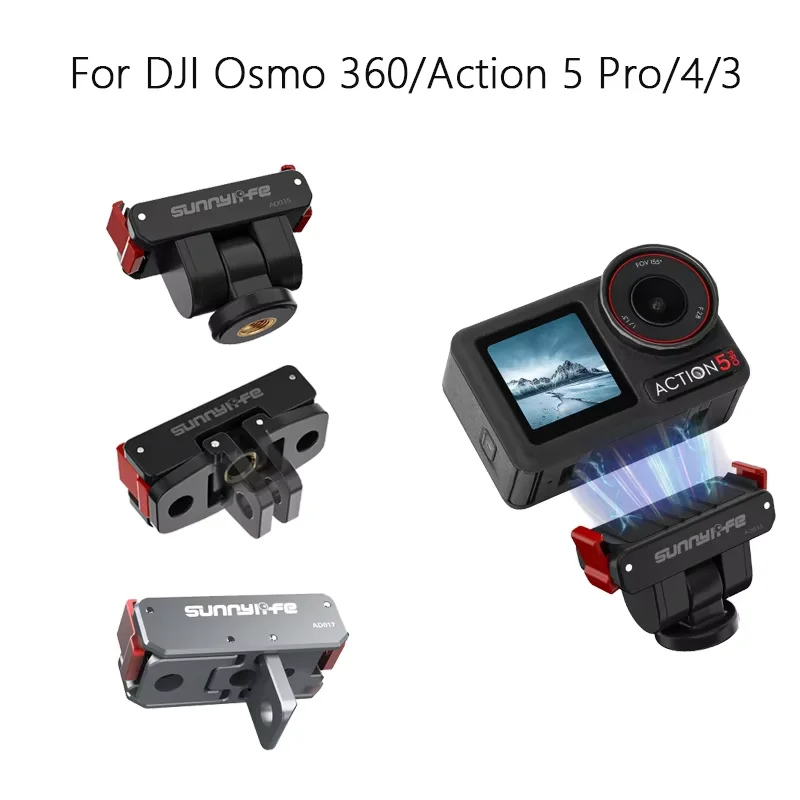 Magnetischer Adapter für DJI Osmo 360 / Action 5 Pro / 4 / 3 Schnellwechsel-Installation für DJI Action-Kamera-Zubehör