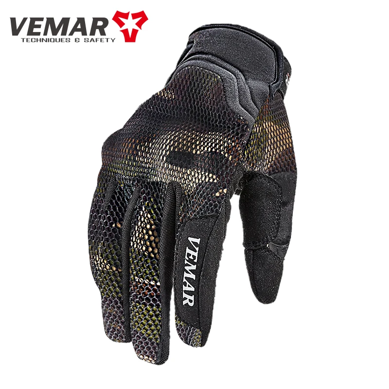 Vemar Camo 3D Mesh Motorcycle Glove Summer Breathable Wearable Motocross Gloves Men Anti-Fall Motor Bike Gloves