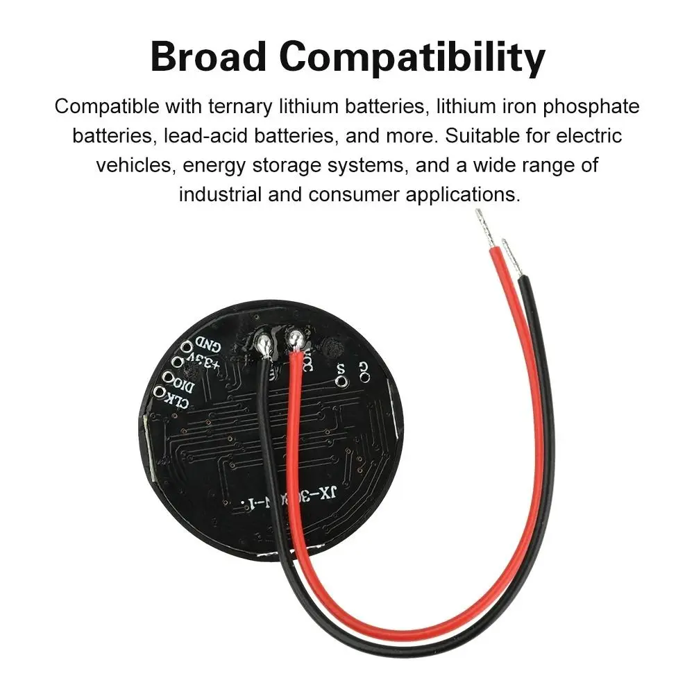 DC 7-55V Smart Battery Monitor Mini Round LED Battery Level Indicator Electric Car Universal with Power-off Memory
