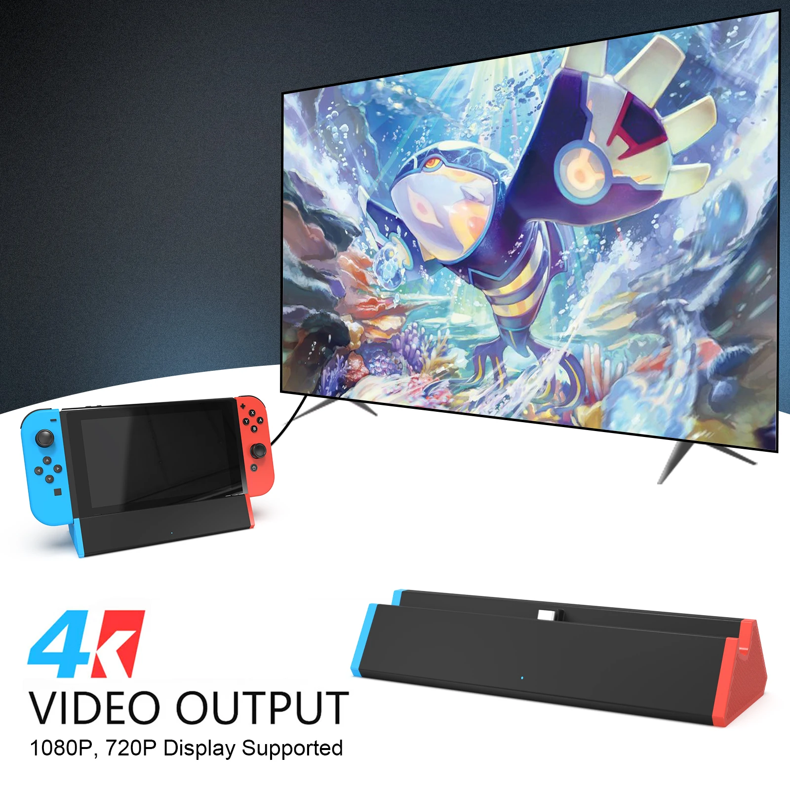 SIWIQU TV Docking Station for Nintendo Switch/Switch OLED,Portable Switch Charging Base With 4K HDMI Adapter/C-type/USB port