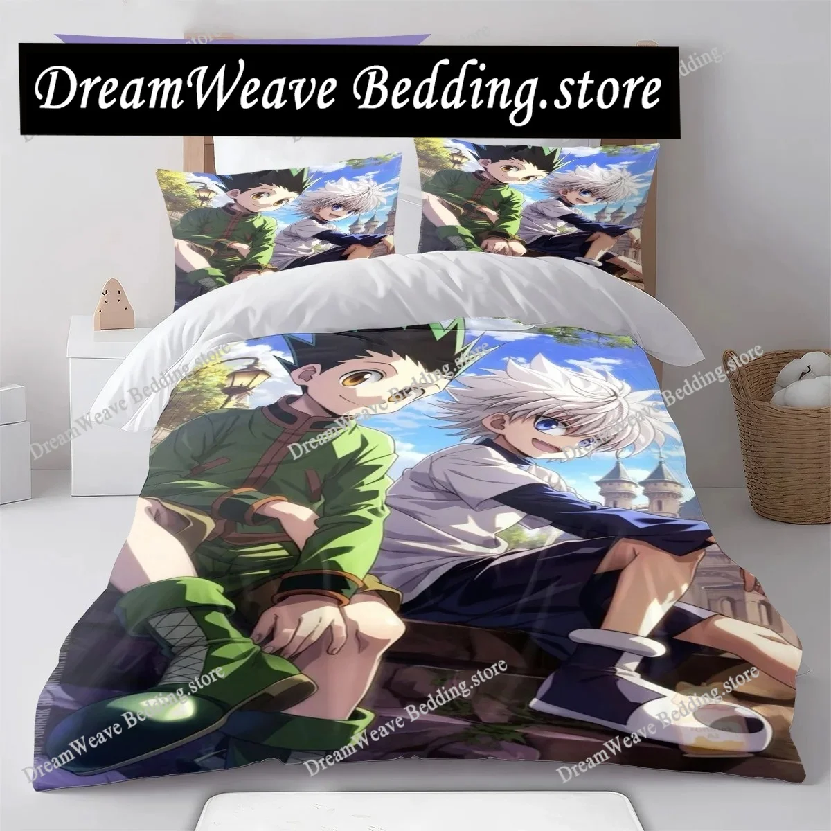 Hunter x Hunter Killua Zoldyck Anime Bedding Set Duvet Cover Polyester Soft Bed Linen Set