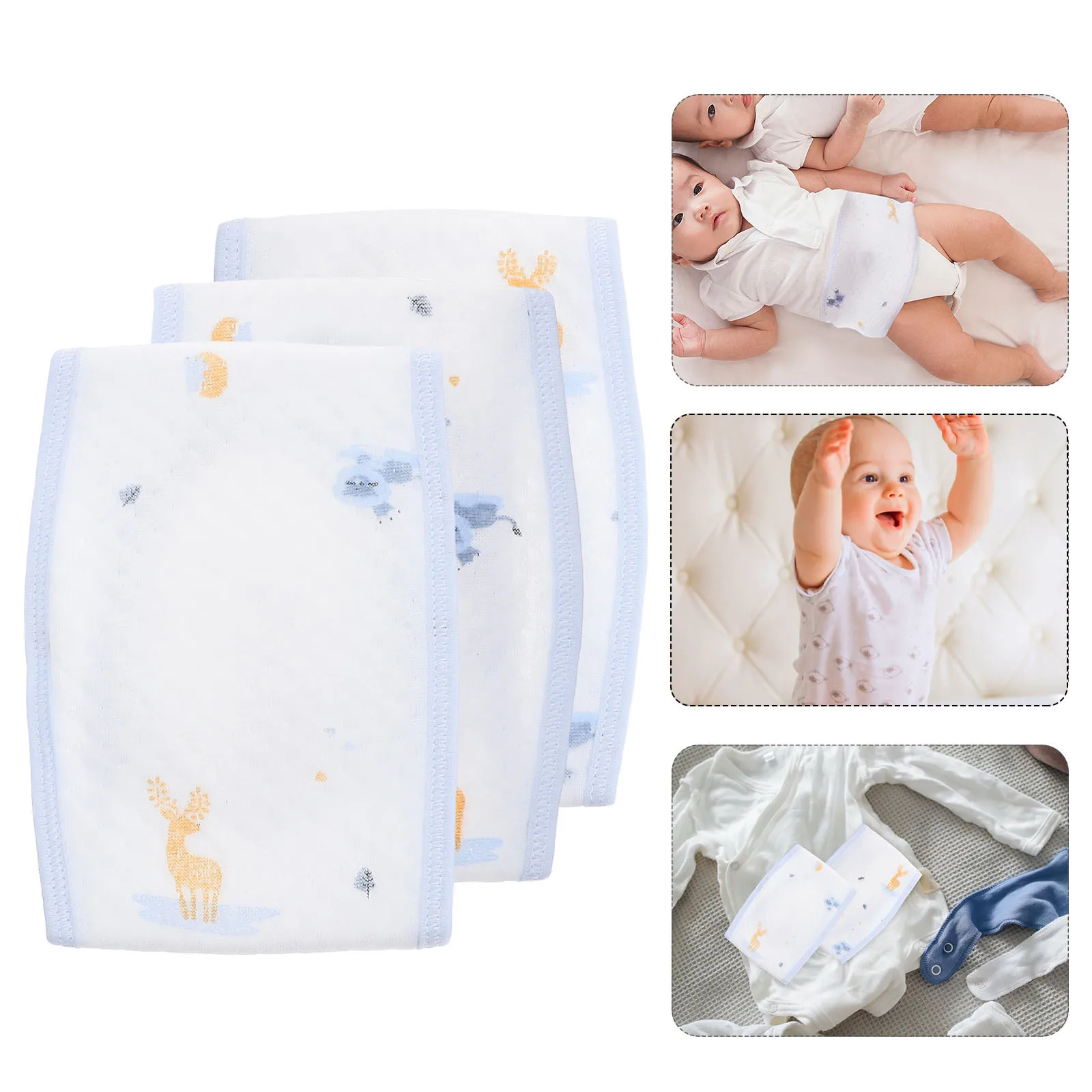 

3Pcs Infant Belly Band Baby Navel Belt Cotton Soft Warm Belly Wrap Protective Abdominal Band Newborn Toddler Printed Navel Belt