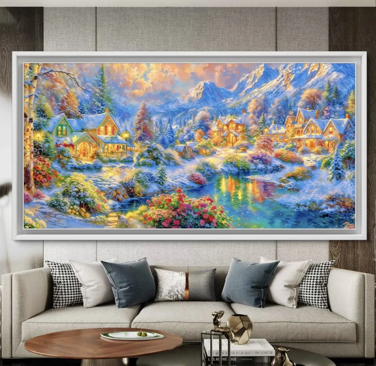 9CT 14ct Snow Forest Printed Kit Cross Stitch Embroidery DIY Needlework Home Decor Crafts With Needles Threads 93 Colors