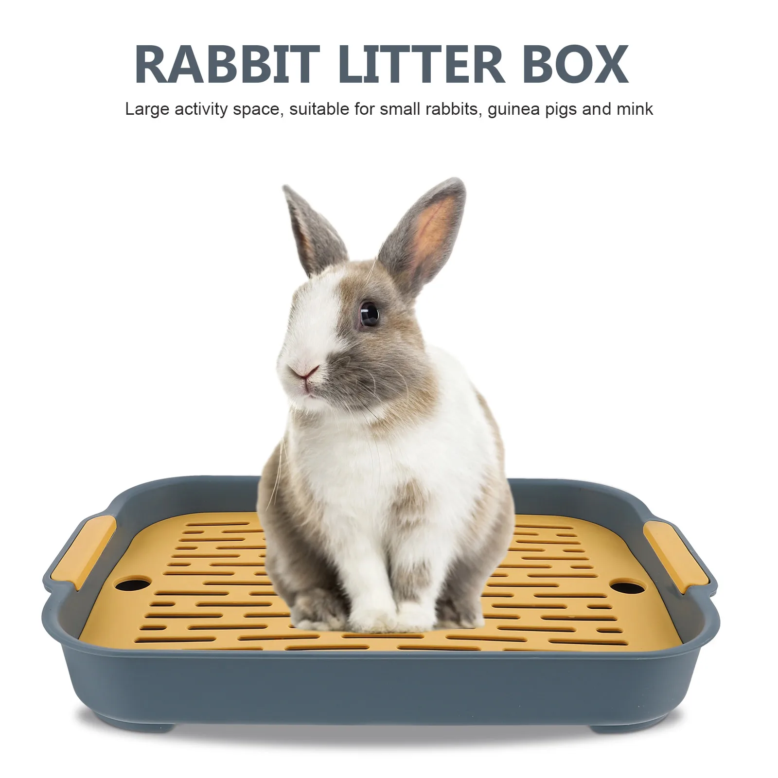 

Rabbit Litter Box Rectangular Thick Bottom Net Large Space High Fence Prevent Splashing for Small Pets Bunny Cage Toilet Guinea