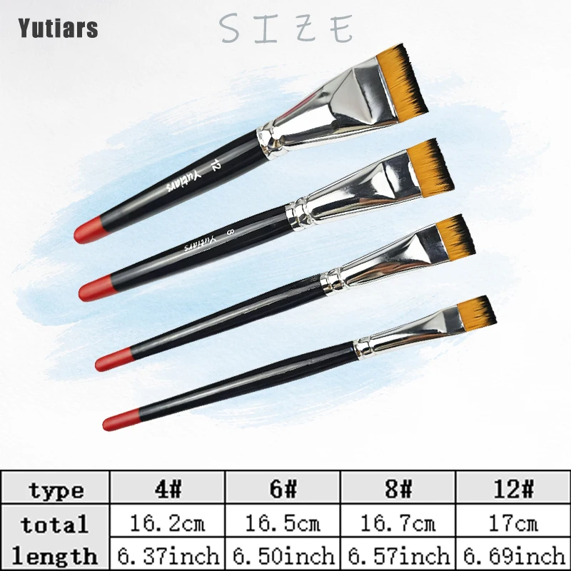 Yutiars 4-teiliges Set Professionelles Lack- und Ölmalerei-Werkzeug - Großer Pinsel Kurzhaariger Nylonpinsel Kunst Kleiner Flachpinsel Materialien – Detail 6