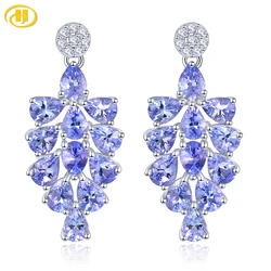 Natural Tanzanite Sterling Silver Drop Earring 3.12 Carat Genuine Tanzanite Royal Elegant Style Exquisite Handmde Jewelry