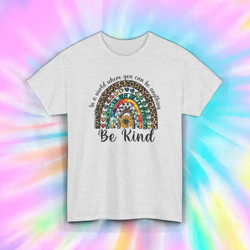 

Be Kind Rainbow T Shirt Inspirational Leopard Print Kindness S 5XL