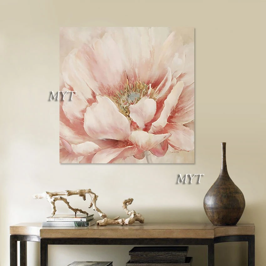 Big Size Pink Flower Abstract Modern Oil Painting On Canvas Art Wall Pictures Hand-painted Restaurant Decor Artwork Unframed