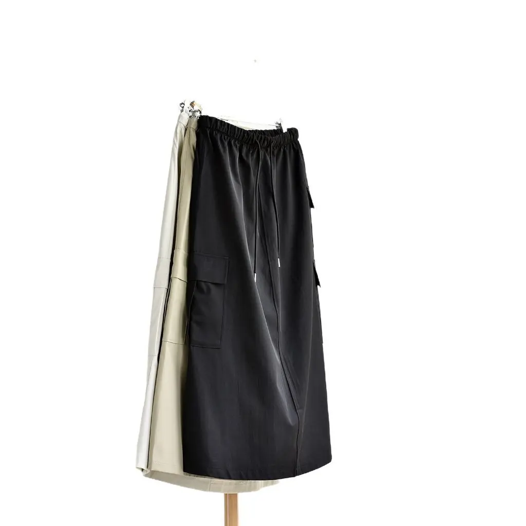 

Retro High Waist Slimming Mid-Length Skirt for Women Elegant Summer Tooling Skirt with Split