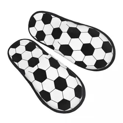 Custom Football Pattern Hexagonal Comfort Scuff Memory Foam Slippers Women Soccer Ball Bedroom House Shoes