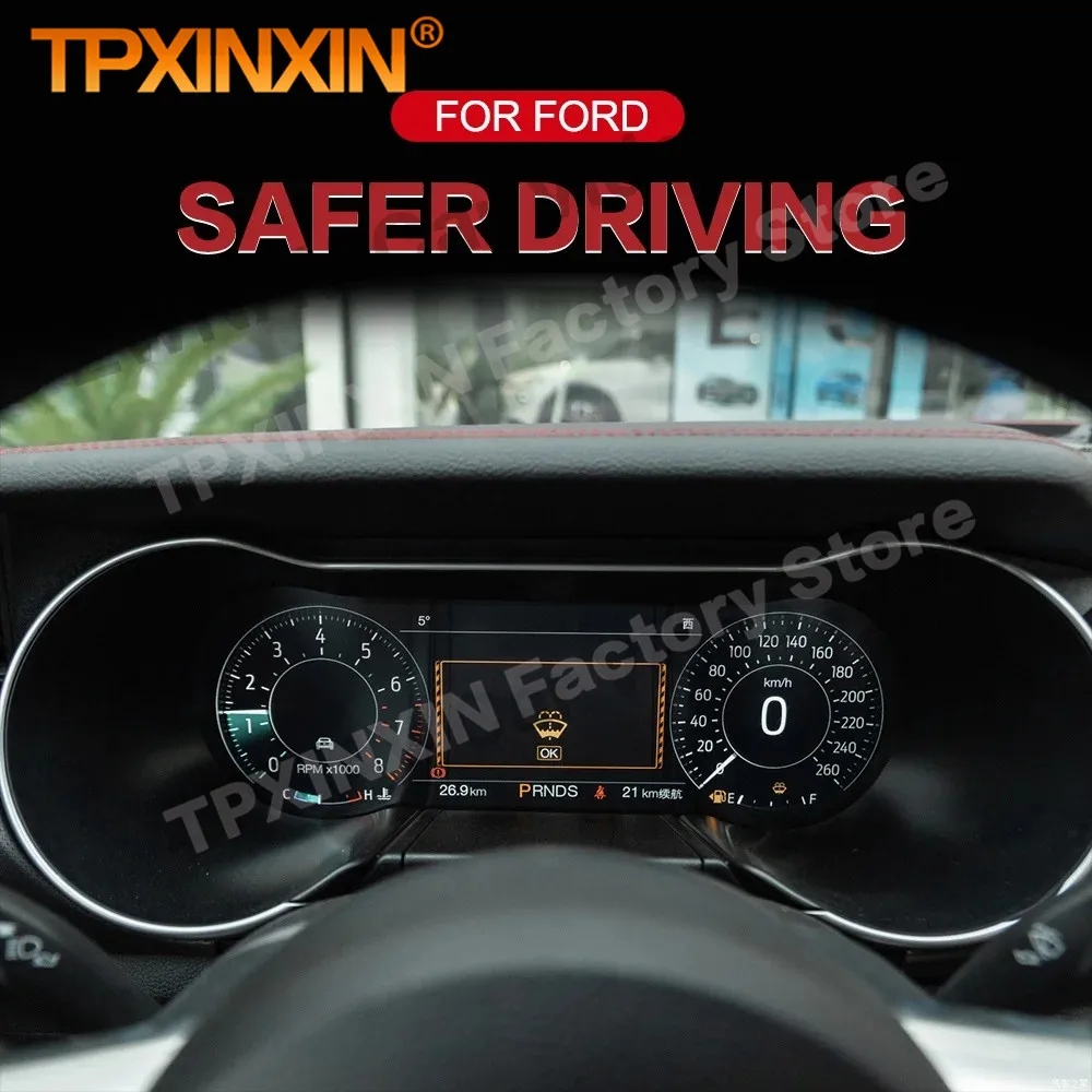 Digital LCD Virtual Cluster Cockpit Android For Ford Mustang 2015 2016 201 2018 2019 2020 2021-2023 Dashboard Panel Speed Meters