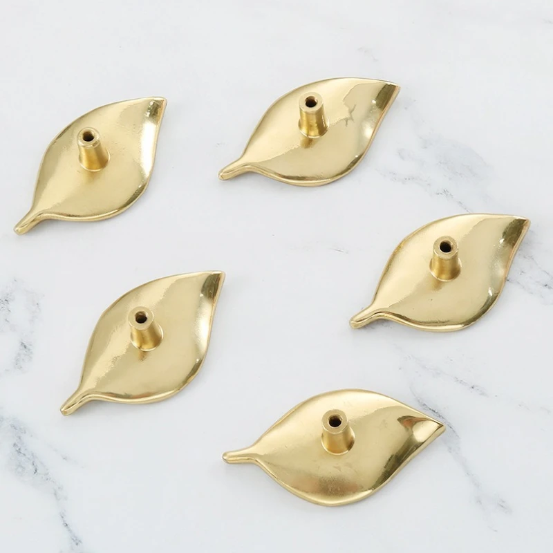 Solid Brass Kinds of Leaf Shape Handle Kitchen Cupboard Cabinet Door Knob Drawer Pulls Decor Furniture Handles Hardware Handle