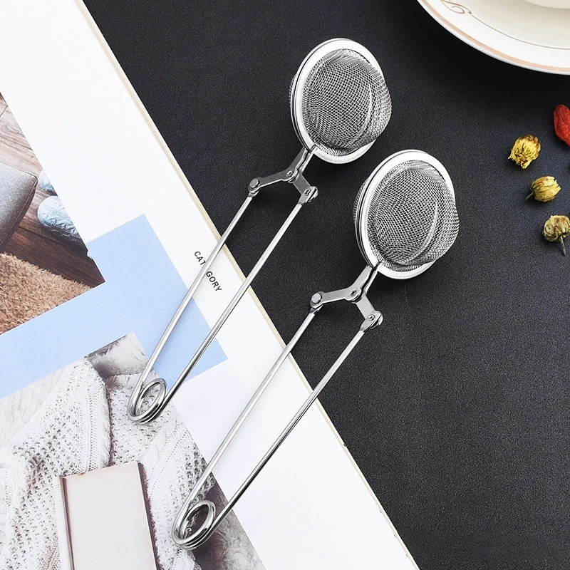 Tea Infuser Handle Tea Ball Sphere Mesh Tea Strainer Coffee Herb Spice Filter Diffuser Kitchen Gadget Stainless Steel